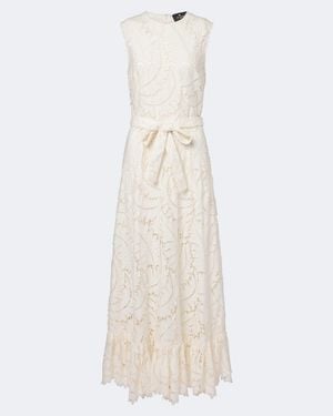 Etro Belted Giupure Lace Cotton Maxi Dress - White