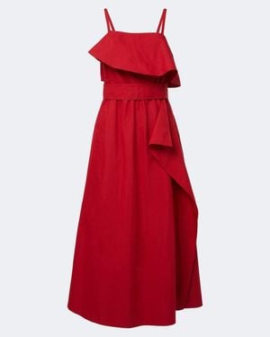 Proenza Schouler Reign Ruffled Cotton-Blend Midi Dress - Red
