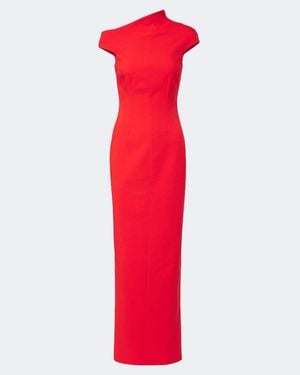 Solace London Arion Asymmetric Crepe Gown - Red