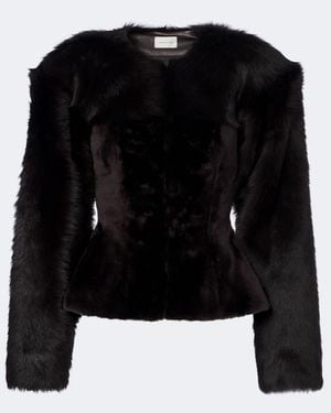 Magda Butrym Peplum Shearling Jacket - Black