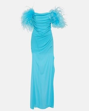 GIUSEPPE DI MORABITO Maxikleid Aus Georgette Mit Federn - Blau