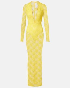 Alex Perry Sheer Lace Gown - Yellow