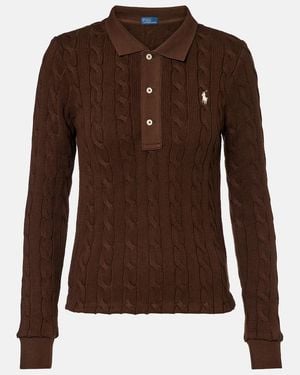 Polo Ralph Lauren Cable-Knit Cotton Polo Jumper - Brown