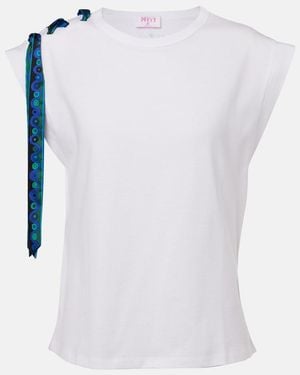 PUCCI Short Sleeve T-Shirt With Printed Drawstring - White