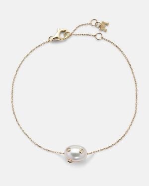 Mateo 14Kt Bracelet With Baroque Pearl And Diamonds - Metallic
