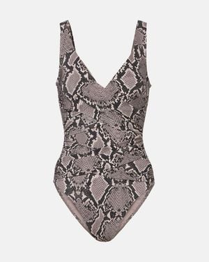 Karla Colletto Lilith Snake-Effect Swimsuit - Brown