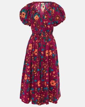 Ulla Johnson Vika Balloon-Sleeve Cotton Midi Dress - Red
