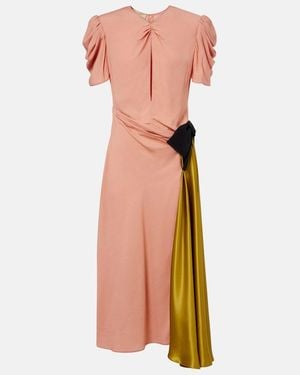 Valentino Bow-Detail Draped Midi Dress - Orange
