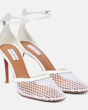 Alaïa High Fishnet Heels - White