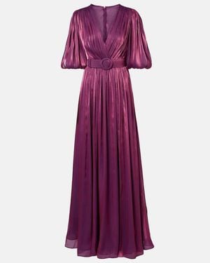 Costarellos Brennie Belted Georgette Gown - Purple
