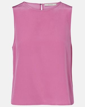 Asceno Sofia Silk Crepe Tank Top - Pink