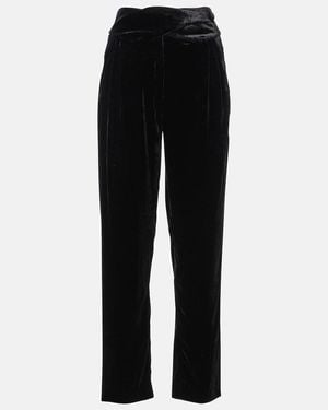 Blazé Milano Afterglow High-Rise Velvet Slim Pants - Black