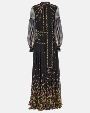 Erdem Floral Silk Voile Gown - Black