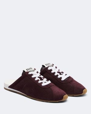 Miu Miu Suede Trainer Mules - Brown