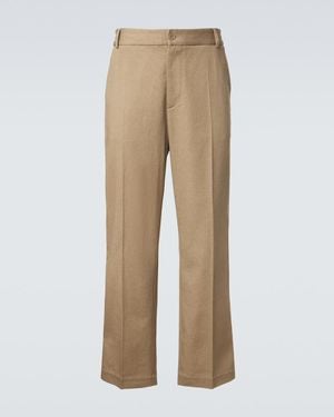 Moncler Pantalones Rectos De Algodon - Neutro
