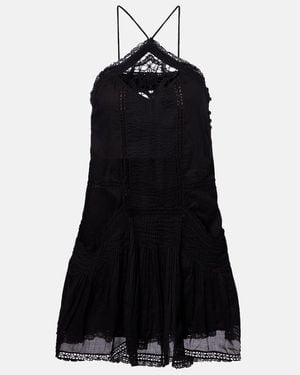 Isabel Marant Geraldin Lace-Trimmed Cotton Minidress - Black