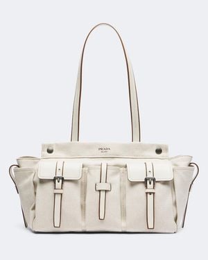 Prada Route Large Canvas Tote Bag - White