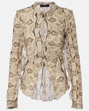 Gucci Snake-Print Silk Blouse - Natural