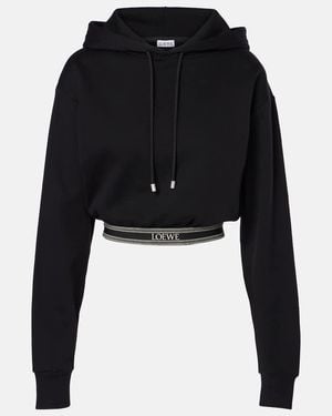 Loewe Cropped-Hoodie aus Baumwoll-Jersey - Schwarz