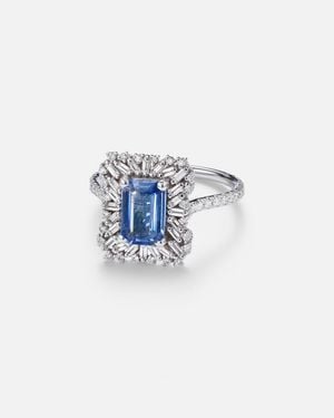 Suzanne Kalan Anillo De Oro Blanco De 18 Ct Con Zafiros Y Diamantes - Azul