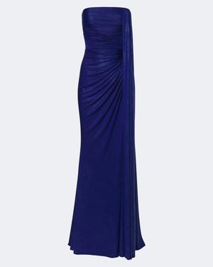 Elie Saab Draped Coated Jersey Bustier Gown - Blue