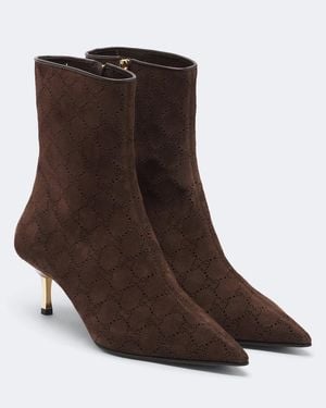 Gucci Ankle Boots Bombshell Gg Aus Veloursleder - Braun