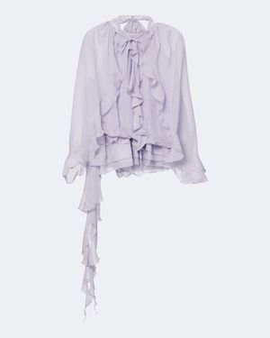 JACQUES WEI Ruffled Chiffon Blouse - White
