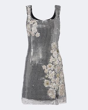 La Fuori Shell Sequined Chainmail Minidress - Black