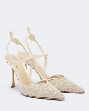 Fendi Colibri Floral Lace Slingback Pumps - Natural