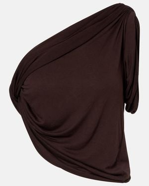 Rick Owens Draped Knitted One-Shoulder Top - Brown