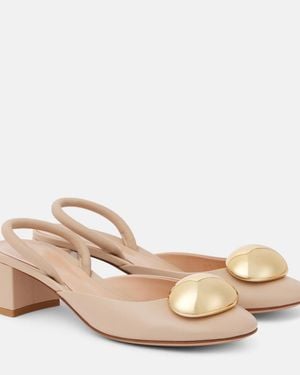 Gianvito Rossi Sphera 45 Leather Slingback Pumps - Natural