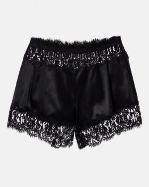 Dolce & Gabbana Lace-Trimmed Silk And Cotton-Blend Shorts - Black