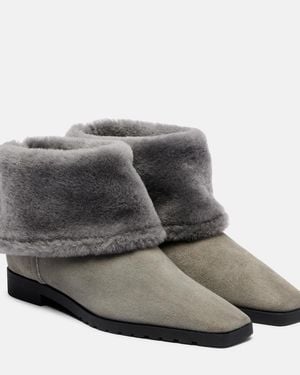 TOTEME Suede And Shearling Ankle Boots - Grey