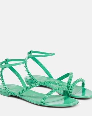 Christian Louboutin Mafaldina Spikes Leather Sandals - Green