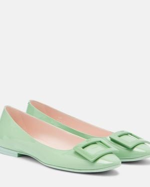 Roger Vivier Gommettine Patent Leather Ballet Flats - Green
