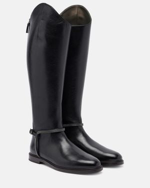 Brunello Cucinelli Monili Leather Knee-High Boots - Black