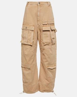 Sportmax High-Rise Wide-Leg Denim Cargo Pants - Natural