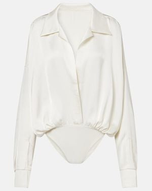 Norma Kamali Oversize-Body Aus Satin - Weiß