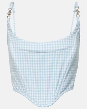 Versace Medusa '95 Gingham Virgin Wool Bustier - Blue