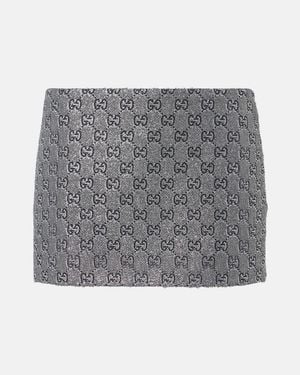 Gucci Gg Lame Miniskirt - Grey