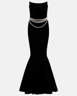 Self-Portrait Chain-Detail Corset Gown - Black
