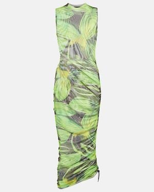 Louisa Ballou Heatwave Printed Mesh Midi Dress - Green