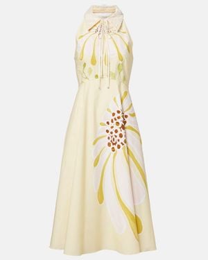 Dorothee Schumacher Floral Power Floral Cotton-Blend Midi Dress - Metallic