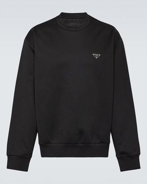 Prada Logo Cotton-Blend Sweatshirt - Black