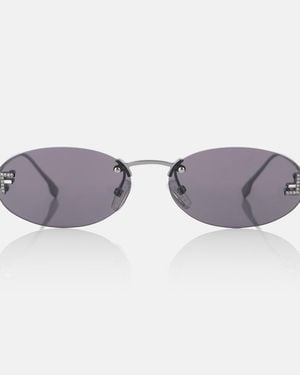 Fendi First Crystal Oval Sunglasses - Grey