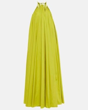 Oscar de la Renta Trapeze Halter Maxi Dress - Yellow