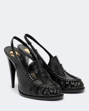 Saint Laurent Le Loafer Leather Slingback Pumps - Black