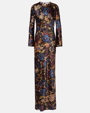 Veronica Beard Gemma Floral Silk-Blend Maxi Dress - Black