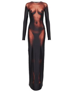 Jean Paul Gaultier X Lotta Volkova Sleeveless Printed Maxi Dress - Brown