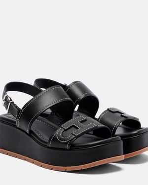Hogan Sandalias Con Plataforma H703 De Piel - Negro